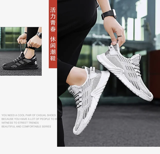 Men's Flyknit Mesh Lightweight Running Shoes Detail