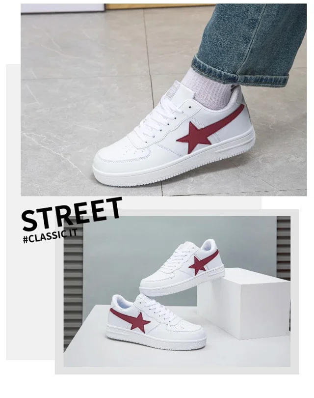 Unisex White K-Style Casual Sneakers Detail