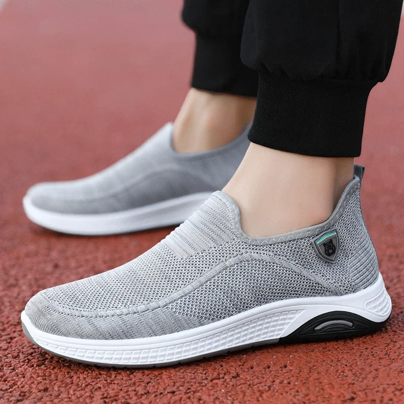 Men's Breathable Knit Canvas Low-Top Athletic Shoes