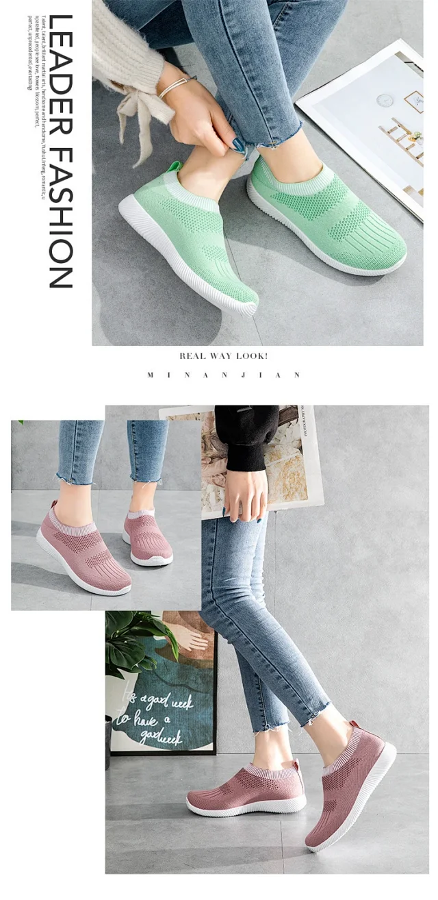 Women's Wide Width Knit Slip-On Sneakers Detail