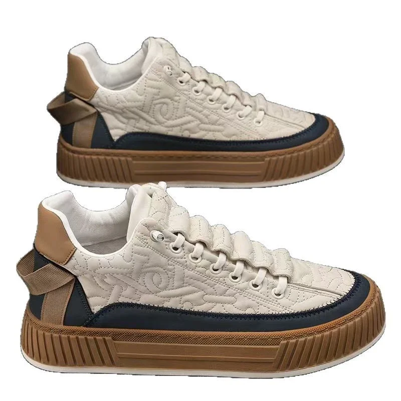 Men's Waterproof Leather Platform Slip-On Sneakers