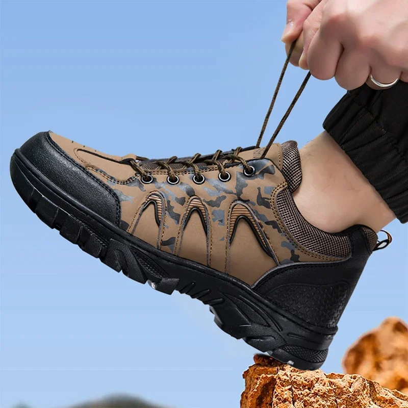 Men's Large Camo Leather Hiking Boots