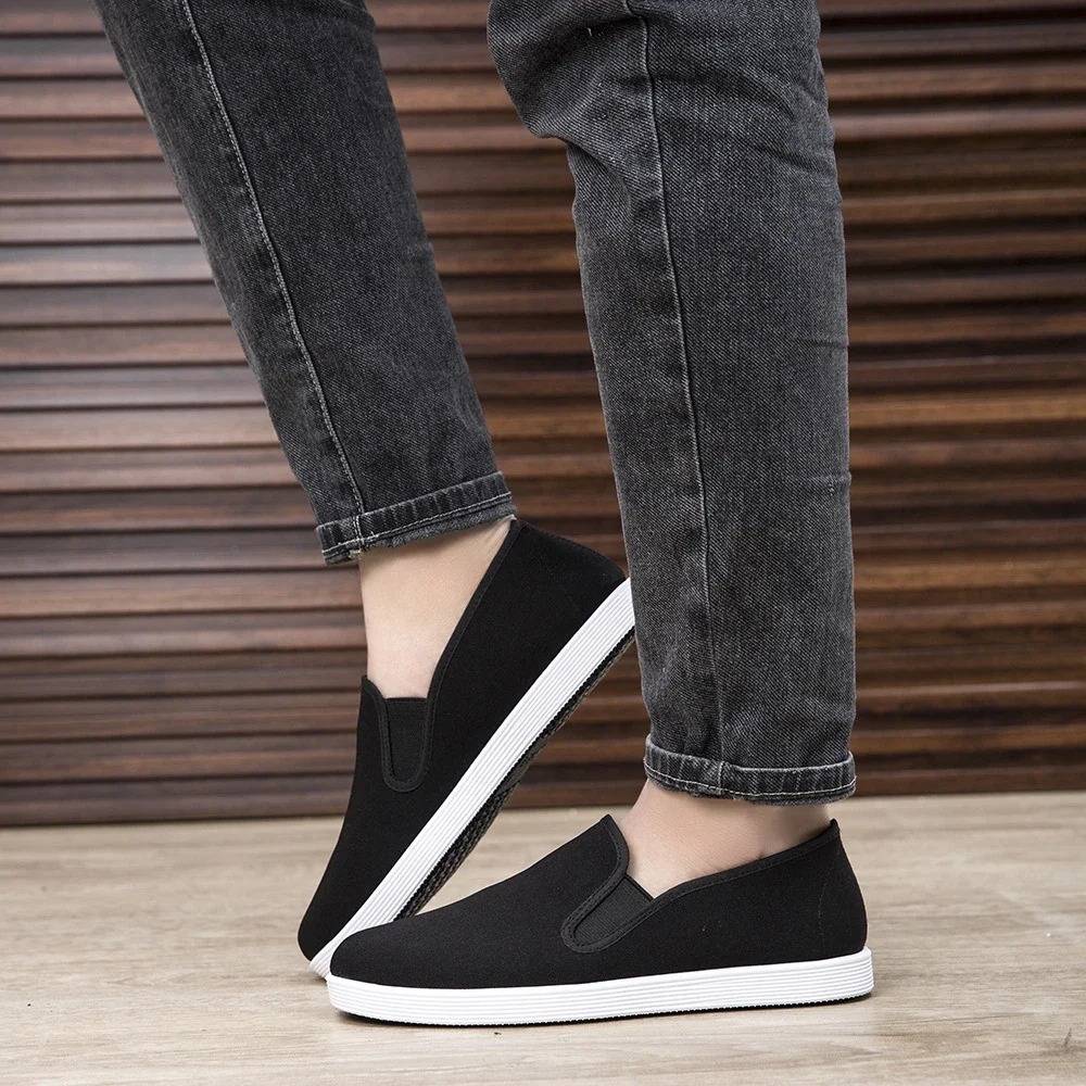 Black Men's Chinese Retro Slip-Ons