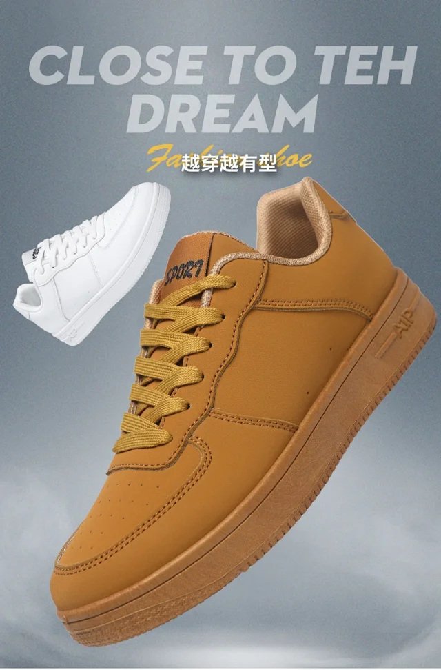 Men's Trendy Air Force Chunky White Sneakers Detail