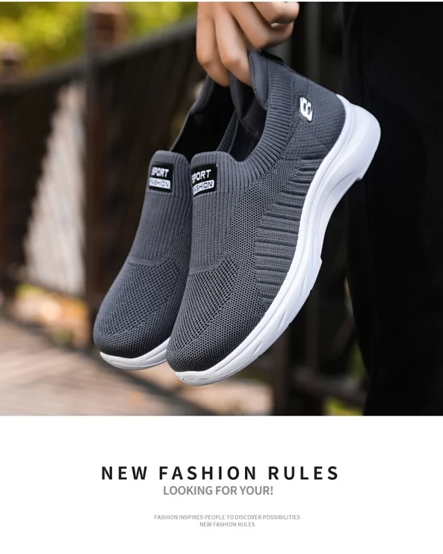Summer New Men's Flyknit Slip-On Casual Shoes Detail