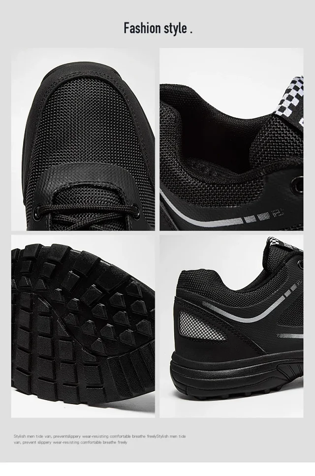 Modern Men's Black Breathable Lightweight Training Shoes Detail
