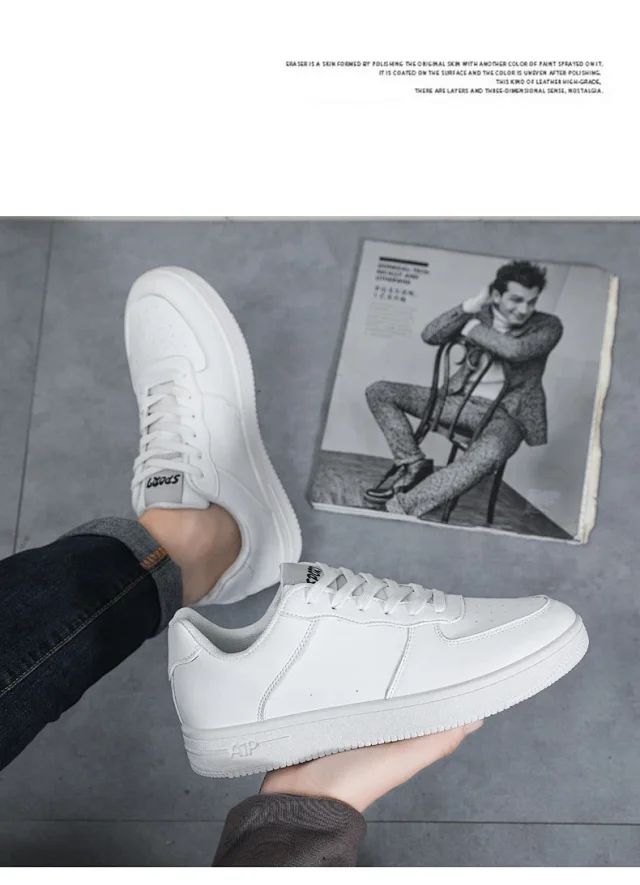 Men's Trendy Air Force Chunky White Sneakers Detail