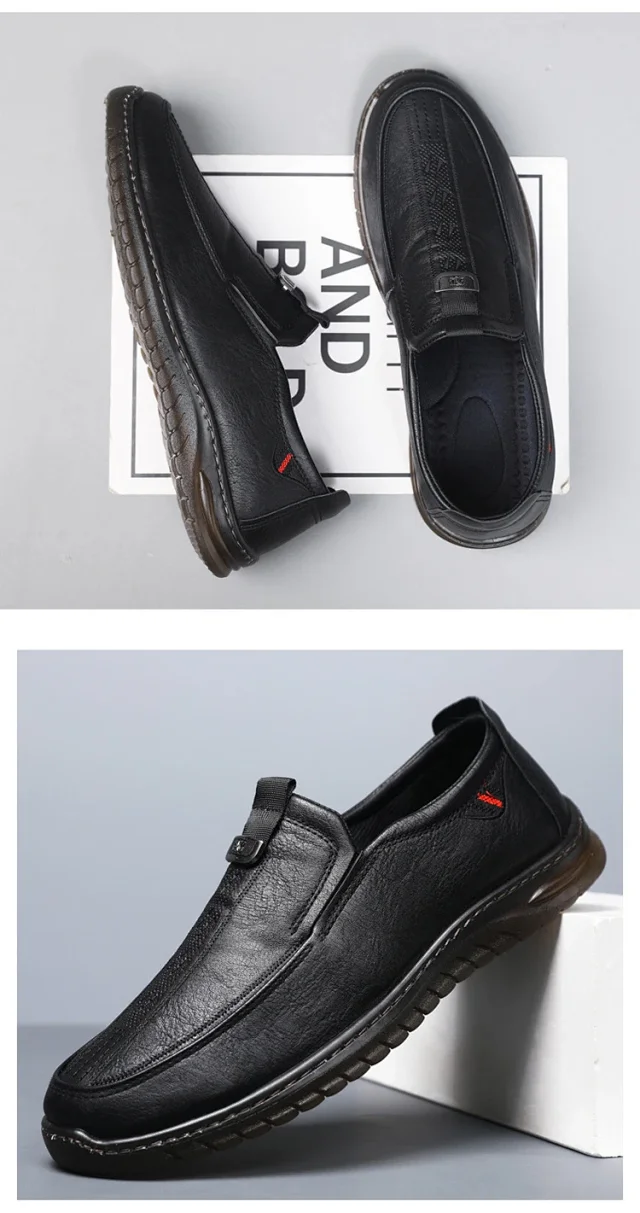 New Men's Slip-On Soft-Sole Leather Shoes Detail