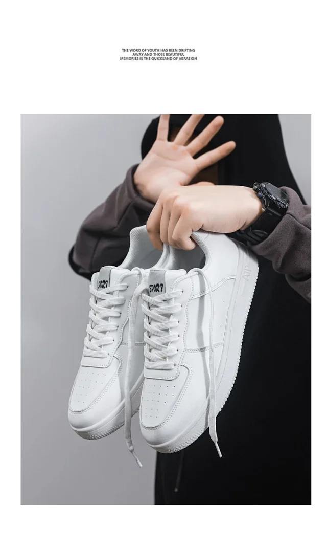Men's Trendy Air Force Chunky White Sneakers Detail