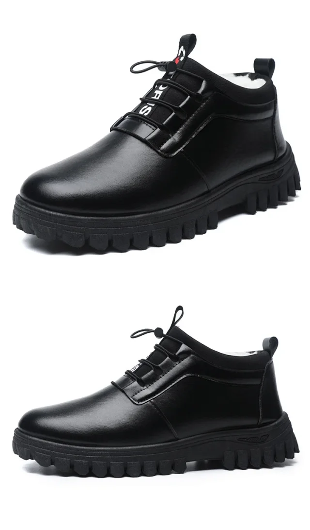 Men's Fleece-Lined Leather Snow Boots Detail