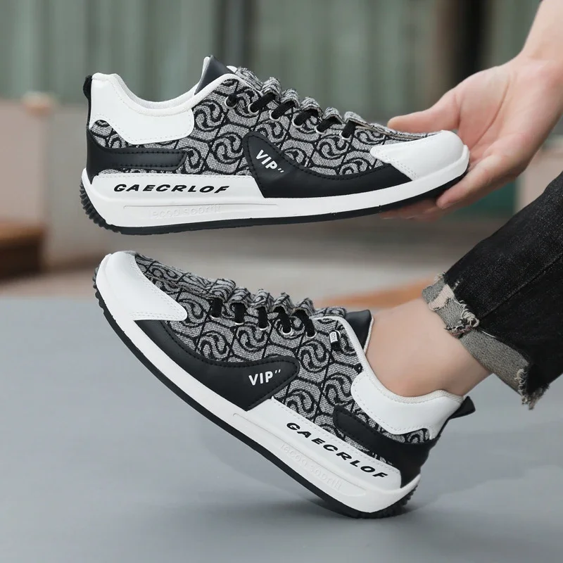 Men's Bear Canvas Viral Comfort Sole Patchwork Sneakers