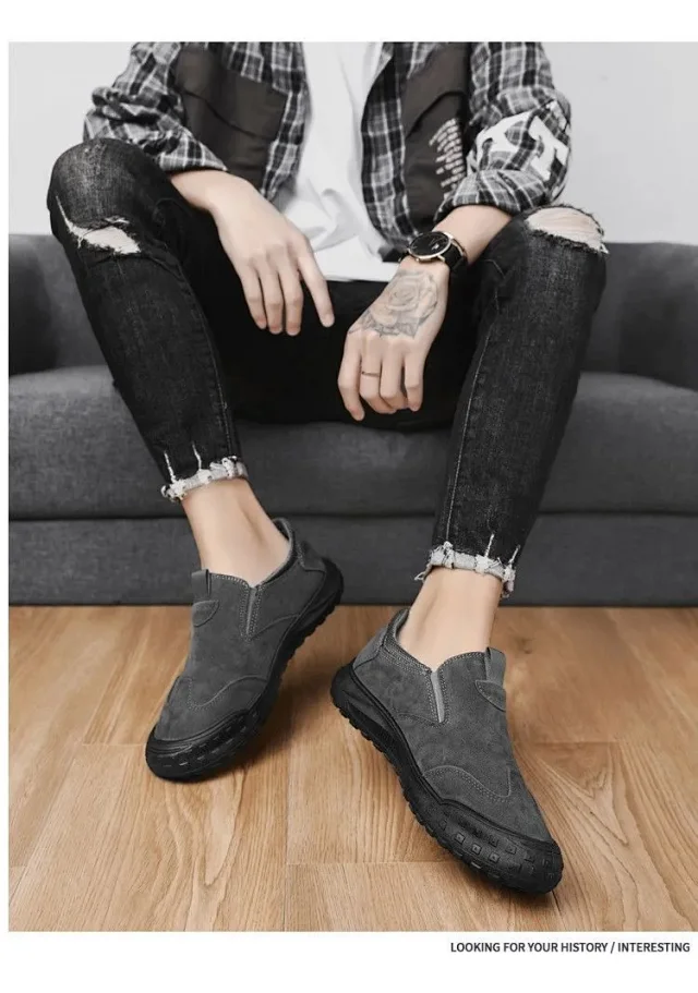 Men's Canvas Slip-On Work Driving Shoes Detail