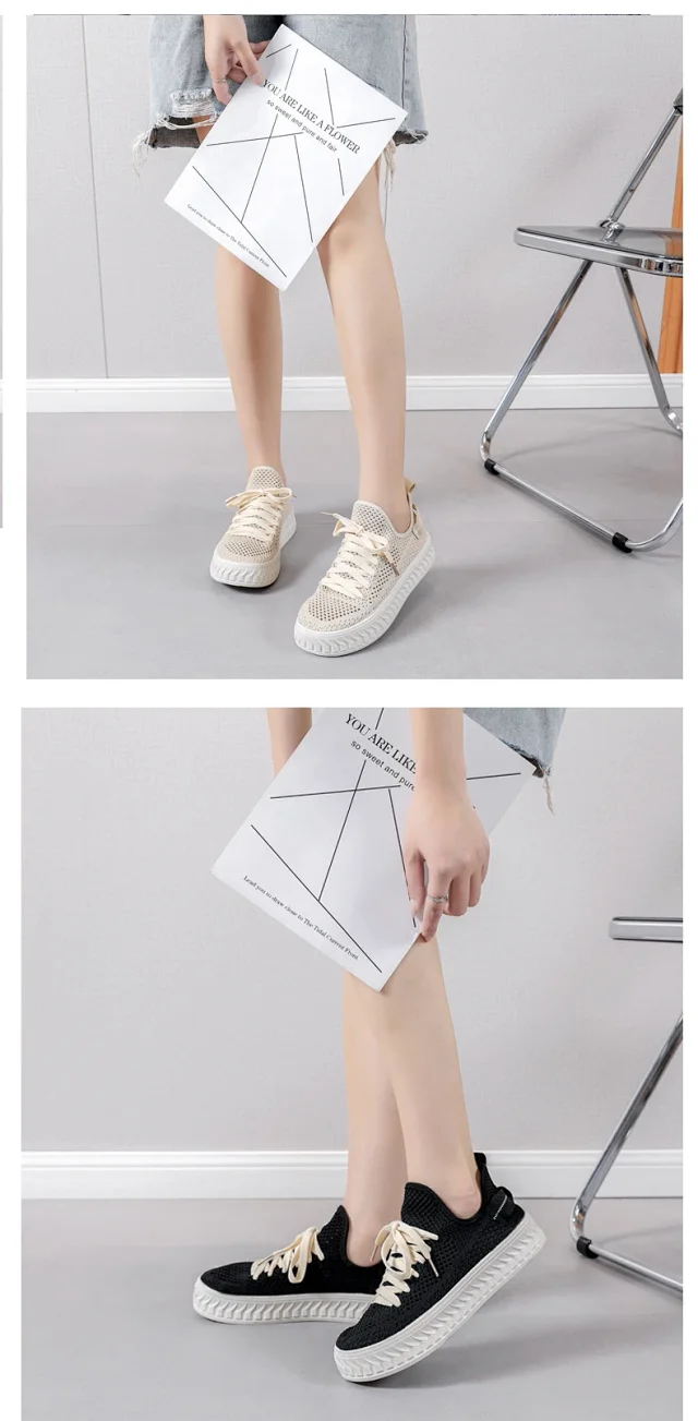 Women's Platform White Sneakers 2025 Mesh Athletic +2cm Y2K Detail