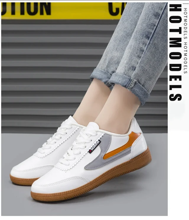 Men's 2025 Leather Sneakers White Canvas Breathable Detail