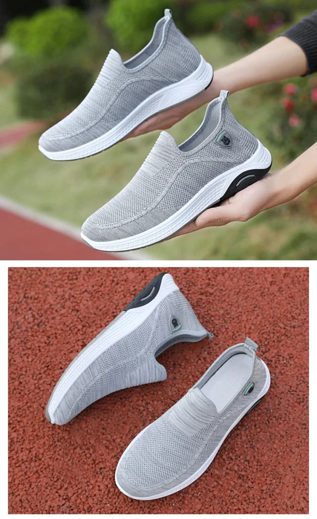 Men's Breathable Knit Canvas Low-Top Athletic Shoes Detail