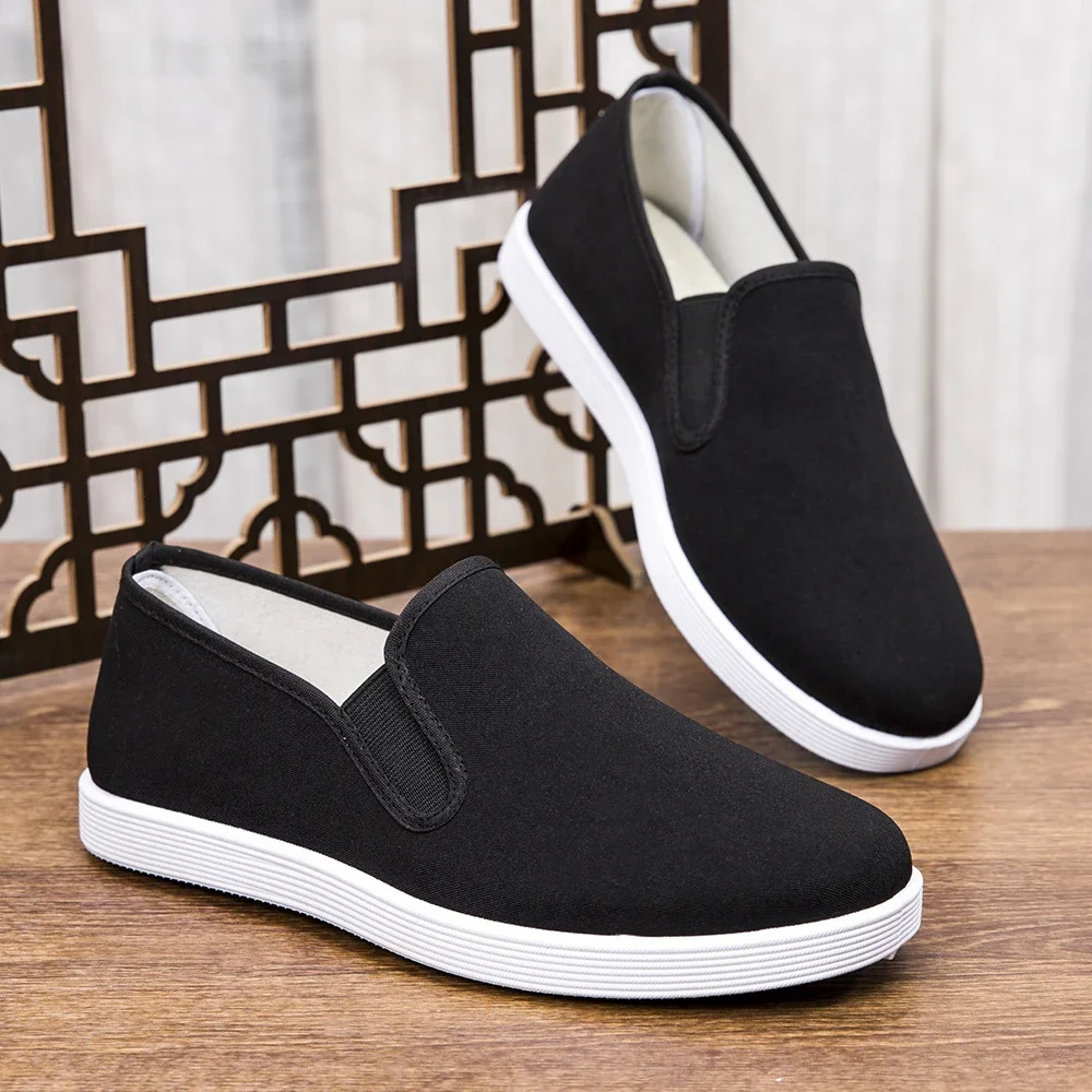 Black Men's Chinese Retro Slip-Ons