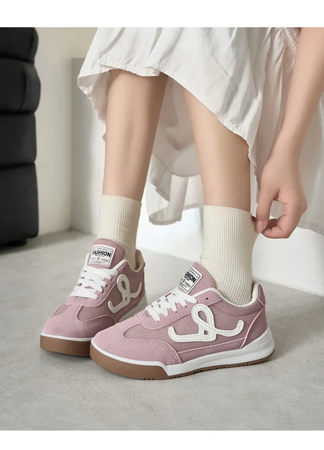SS25 K-Style Forrest Gump Low-Top White Chunky Sneakers Detail