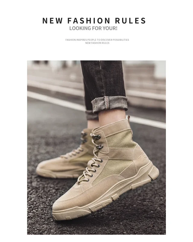 Men's Autumn High-Top Martin Lace-Up Boots Detail