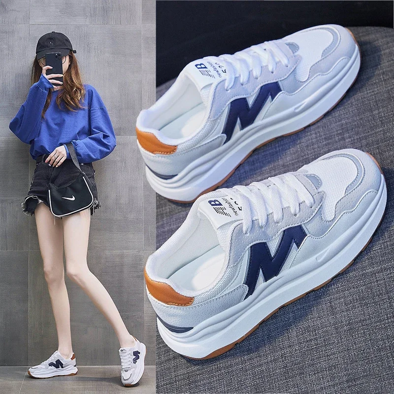 Women's Platform Sneakers: Korean Style White Casual Summer