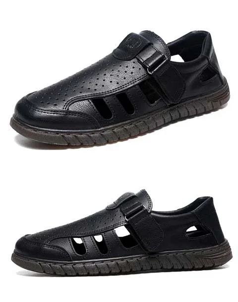 Men's Leather Breathable Dad Sandals Flex Sole Detail