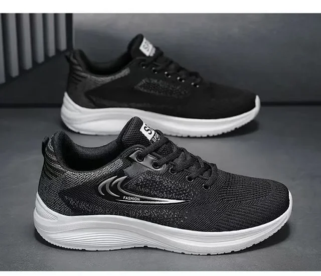 Men's Mesh Walking Sneakers with Lift Detail