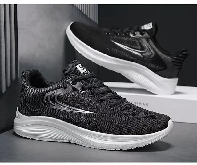 Men's Mesh Walking Sneakers with Lift Detail