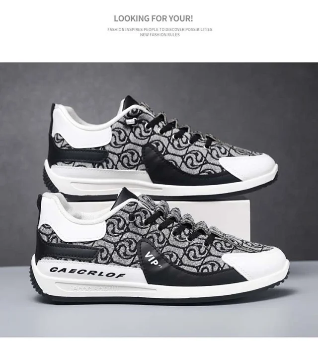 Men's Bear Canvas Viral Comfort Sole Patchwork Sneakers Detail