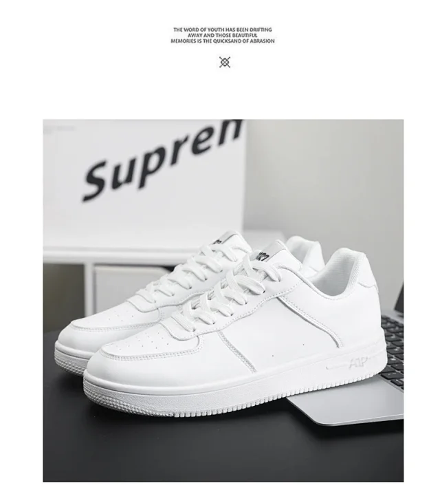 Men's Trendy Air Force Chunky White Sneakers Detail
