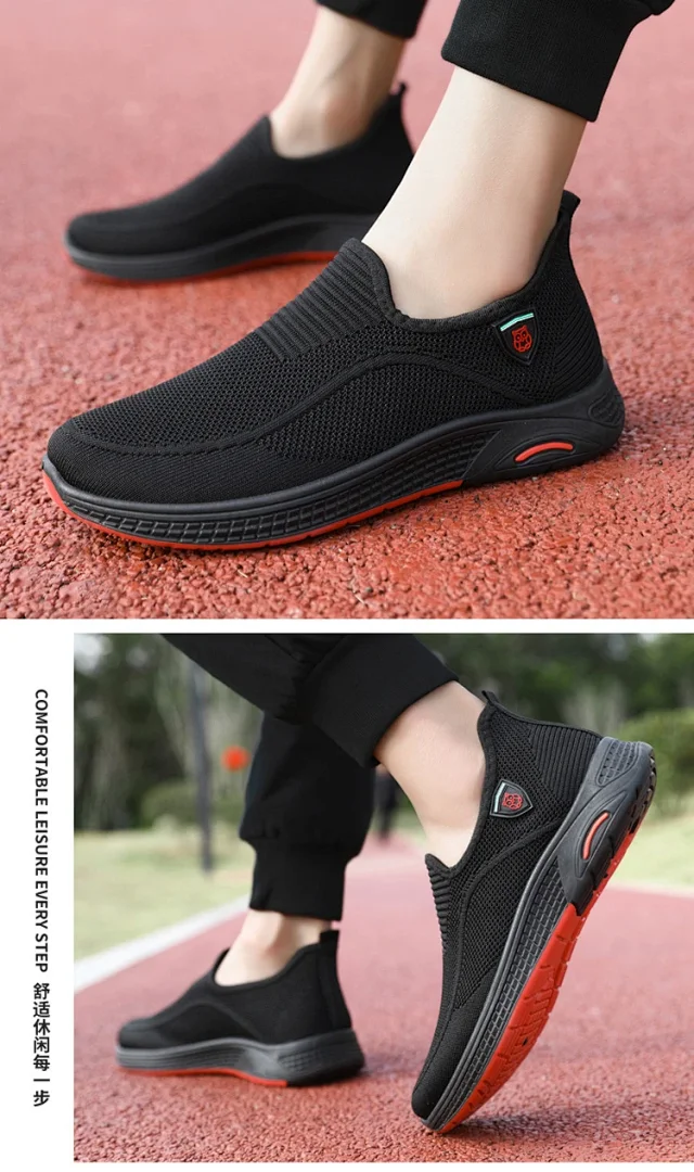 Men's Breathable Knit Canvas Low-Top Athletic Shoes Detail