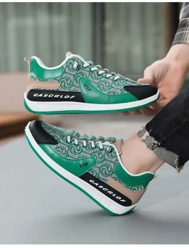 Men's Bear Canvas Viral Comfort Sole Patchwork Sneakers Detail