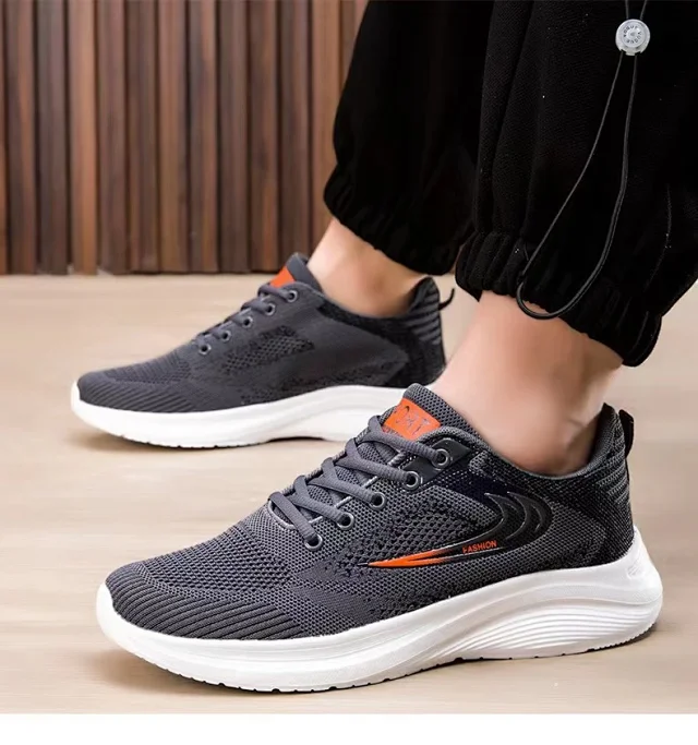Men's Mesh Walking Sneakers with Lift Detail