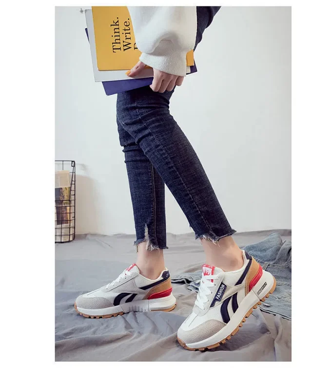 2025 K-Style Unisex Chunky White Sneakers Detail