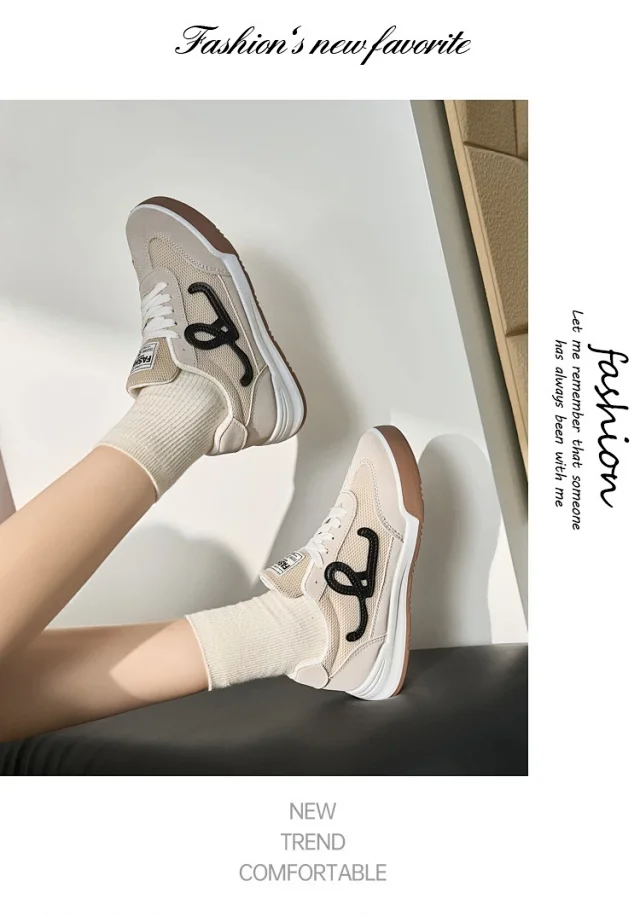 SS25 K-Style Forrest Gump Low-Top White Chunky Sneakers Detail