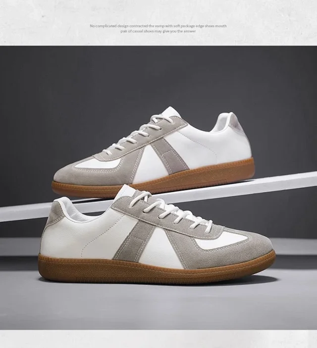 Men's Patchwork Retro German Trainer Sneakers Detail