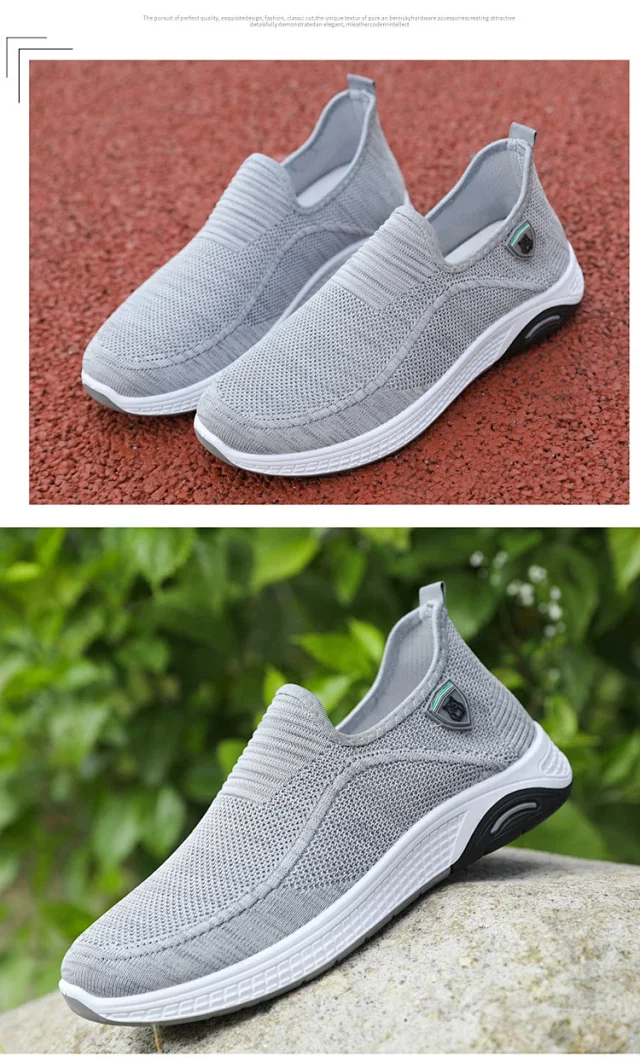 Men's Breathable Knit Canvas Low-Top Athletic Shoes Detail
