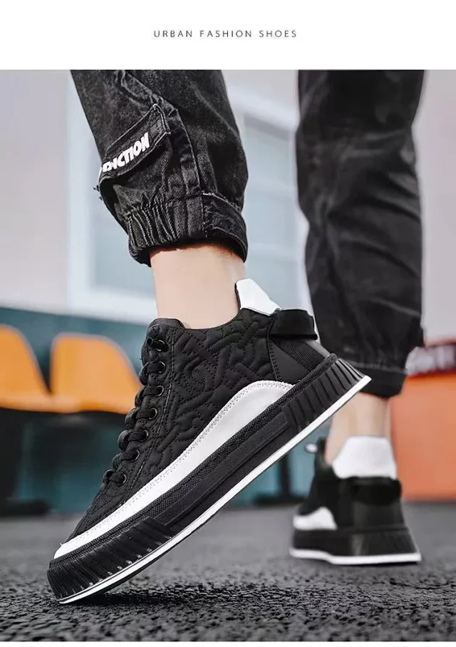 Men's Large White Canvas Platform Sneakers Detail