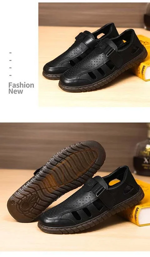 Men's Leather Breathable Dad Sandals Flex Sole Detail