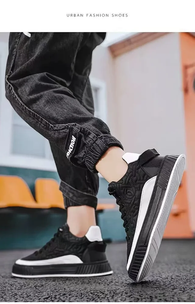 Men's Large White Canvas Platform Sneakers Detail