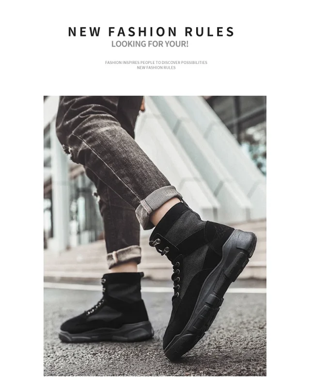 Men's Autumn High-Top Martin Lace-Up Boots Detail