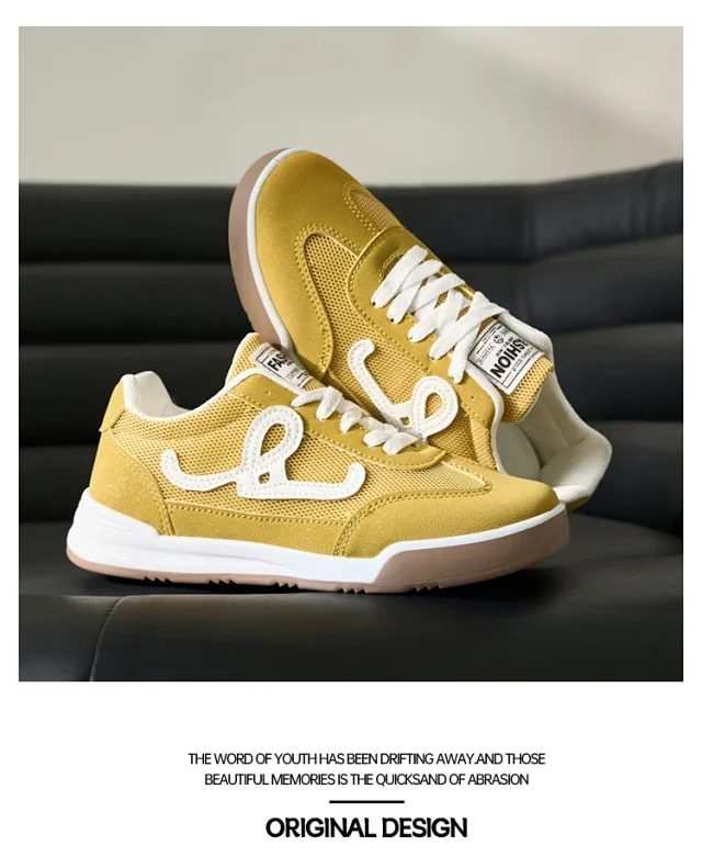 SS25 K-Style Forrest Gump Low-Top White Chunky Sneakers Detail