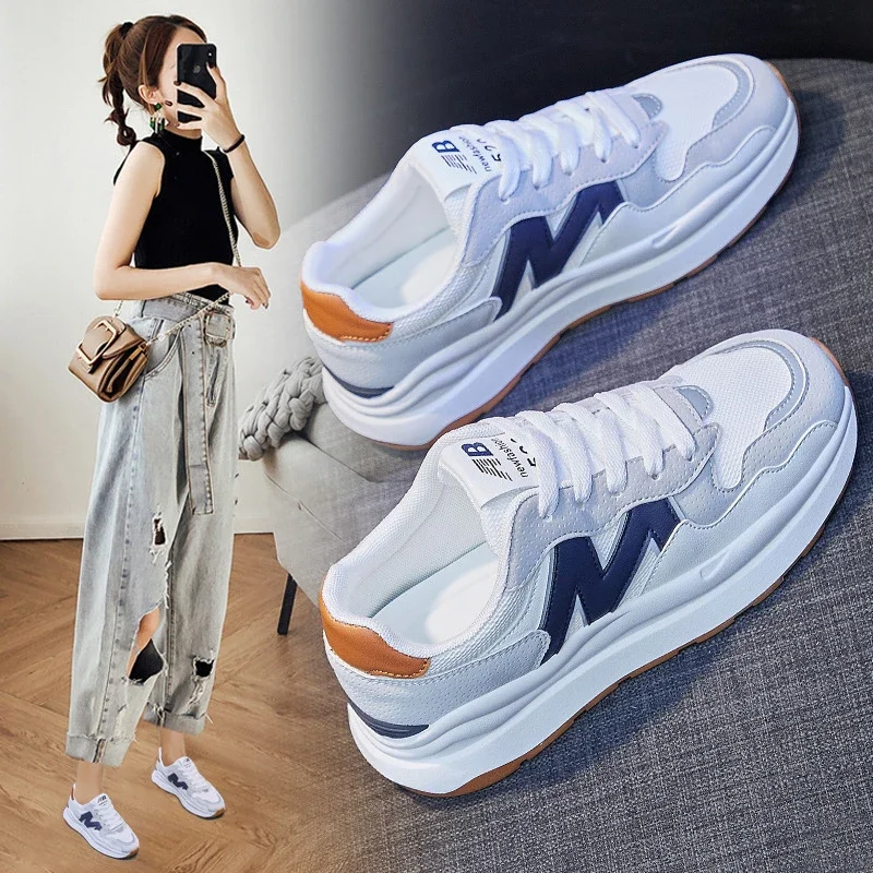 Women's Platform Sneakers: Korean Style White Casual Summer