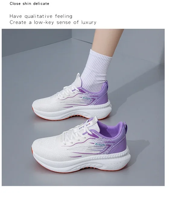 Women's Korean Style Breathable Flyknit Casual Running Sneakers Detail