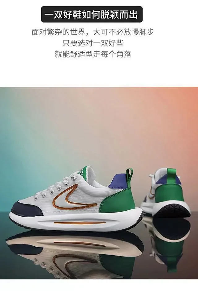 Men's Spring Soft Sole Platform White Sneakers Detail