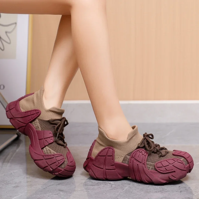 Women's 2025 Yeezy Flyknit Chunky Sneakers