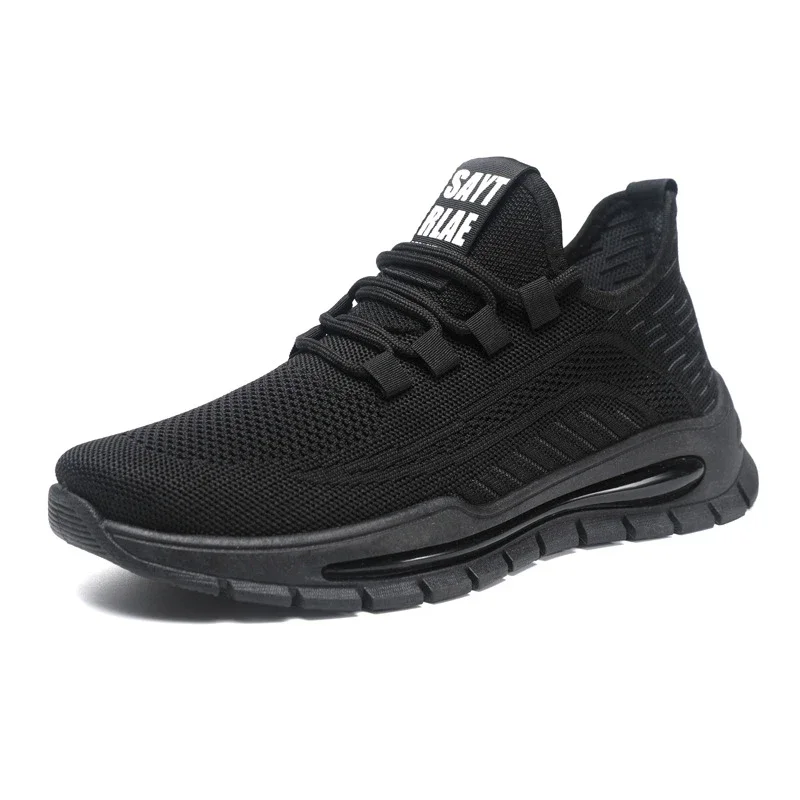Breathable Big Men's Mesh Sneakers New All-Black