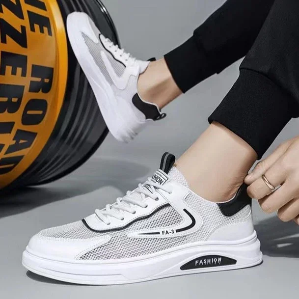 Men's Breathable Mesh White Sneakers 2025