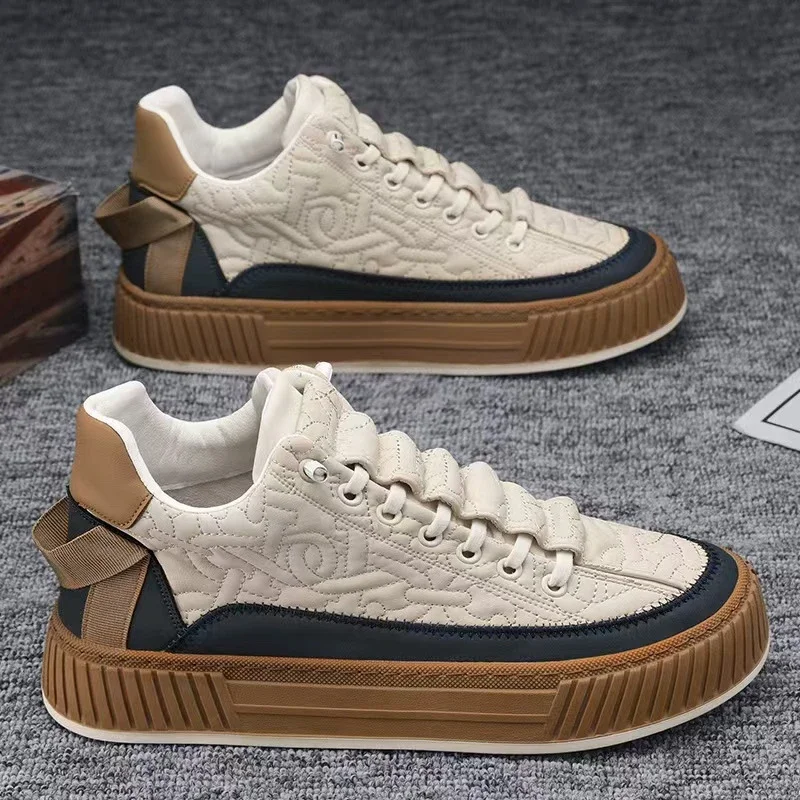Men's Waterproof Leather Platform Slip-On Sneakers