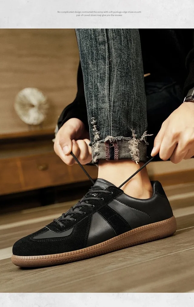 Men's Patchwork Retro German Trainer Sneakers Detail