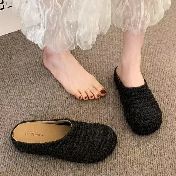 Women's Handmade Woven Birkenstock-Style Closed-Toe Slides