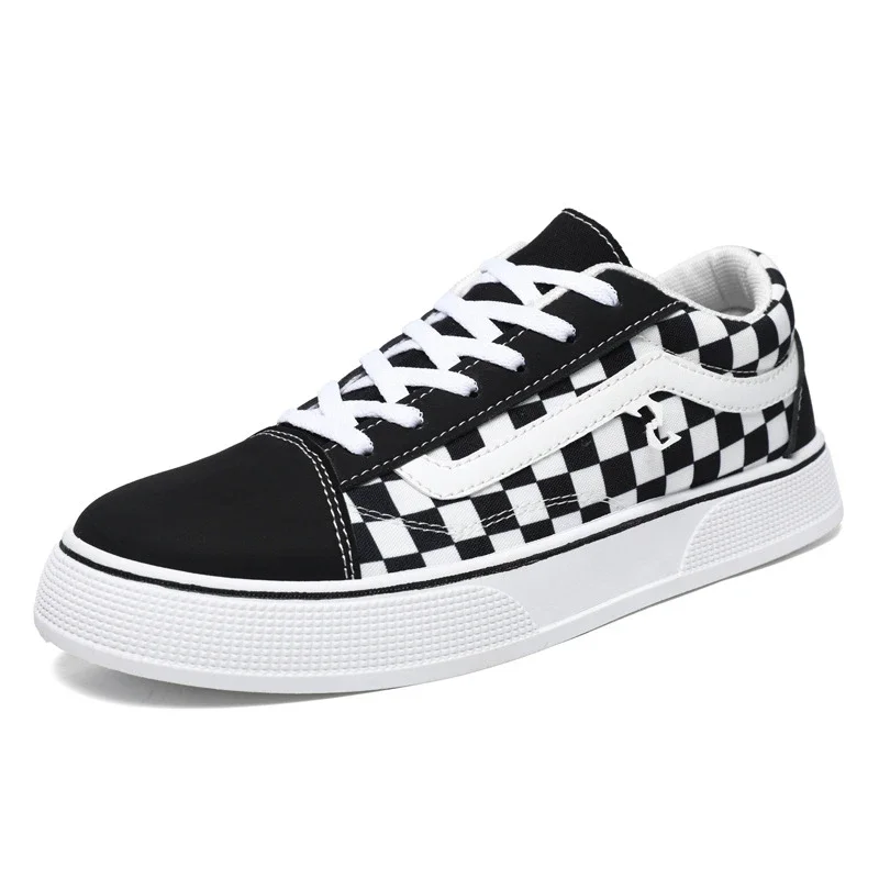 Men's Big Size Canvas Checkerboard Low-Tops